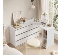 SONGMICS HOME Coiffeuse, Assemblage Rapide sans Outils Toolless, Commode, avec Étagère, Côte à Côte ou en L, Blanc