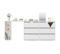SONGMICS HOME Coiffeuse, Assemblage Rapide sans Outils Toolless, Commode, Meuble de Rangement, avec Étagère, Côte à Côte ou en L, pour Chambre, Bureau, Blanc Neige LTS656W01