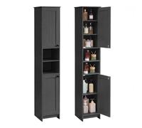 SONGMICS HOME Colonne de Salle de Bain, Montage sans Outil | Armoire de Rangement avec Étagères Réglables, 30 x 30 x 170 cm, pour Petit Espace, Noir d'encre, Collection HOPU BBC667BA01