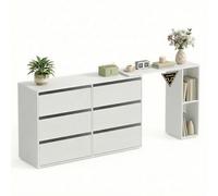 SONGMICS HOME Coiffeuse, Assemblage Rapide sans Outils Toolless, Commode, Meuble de Rangement, avec Étagère, Côte à Côte ou en L, pour Chambre, Bureau, Blanc Neige LTS656W01