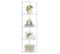 SONGMICS HOME Étagère d'angle à 5 Niveaux, Assemblage Ultra-Rapide sans Outils, Colonne de Rangement, 38,3 x 27 x 139 cm, pour Salon, Chambre, Cuisine, Blanc Mat LBC610W01