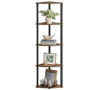 SONGMICS HOME Étagère d'angle à 5 Niveaux, Assemblage Ultra-Rapide sans Outils Toolless, Étagère de Rangement, 38,3 x 27 x 139 cm, pour Salon, Chambre, Cuisine, Marron Rustique LBC610K01