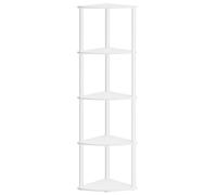 SONGMICS HOME Étagère d'angle à 5 niveaux, montage sans outils, 38,3 x 27 x 139 cm, pour salon, chambre à coucher, cuisine, blanc neige LBC610W01