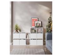 SONGMICS HOME Étagère livre montage ultra-rapide sans outil 6 cases 4 tiroirs tissu 27x83x61.6 cm blanc neige