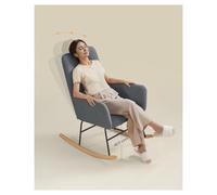 SONGMICS HOME Fauteuil à bascule avec accoudoirs, fauteuil relaxation, cadre en acier recouvert de polaire, pieds en bois de caoutchouc, capacité 300 lb, pour chambre et salon, gris ardoise