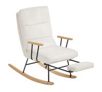 SONGMICS HOME Fauteuil à Bascule, Dossier Réglable sur 4 Positions | Rocking chair, Pieds en Bois d'Hévéa, Tissu polaire, Supporte jusqu'à 160 kg, Blanc et Noir, Collection TEOU LYY016W01