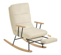 Fauteuil à Bascule - SONGMICS HOME - Marron Camel - Dossier Réglable - Repose-pieds Rétractable