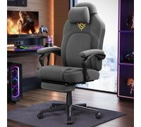 SONGMICS HOME Fauteuil Gaming, Chaise de Bureau Ergonomique avec Repose-Pieds, Chaise Gamer avec Appui-tête, Coton-Lin, Hauteur Réglable, Gris Tourterelle OBG072G01V1