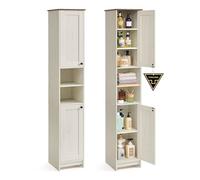 SONGMICS HOME Meuble de Salle de Bain Haut, Toolless Assemblage Ultra-rapide sans Outils, Colonne de Rangement, avec Étagères Réglables, pour Salon, Entrée, 30 x 30 x 170 cm, Blanc Rustique BBC667WJ01