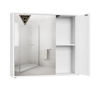 SONGMICS HOME Meuble Miroir Salle de Bain, Assemblage Ultra-Rapide sans Outils, Armoire Murale, Étagères Réglables, Moderne, 15 x 60 x 55 cm, Blanc Neige BBC114WE01