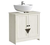 SONGMICS HOME Meuble sous Lavabo, Assemblage Ultra-Rapide sans Outils, Meuble de Rangement avec Étagère Réglable, pour Lavabos sans Colonne, Blanc Rustique BBC222WJ01