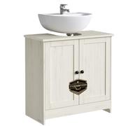 SONGMICS Home Meuble sous Lavabo, Snapsemble Montage Super Rapide | Meuble de Rangement avec Étagère Réglable, pour Lavabos sans Colonne, Blanc Rustique, Collection HOPU BBC222WJ01