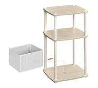 SONGMICS HOME Table d’Appoint, Table de Chevet, 3 Étagère, Panier en Tissu, pour Chambre, Salon, Cadre en Acier, 30 x 34 x 58 cm, Moderne, Beige Naturel LET286N01