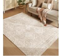 SONGMICS HOME Tapis Décoratif, Tapis de Chambre 160 x 230 cm, Antidérapant, Lavable en Machine, Style Bohème, Beige Cappuccino