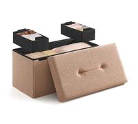 SONGMICS HOME ULSF096K01 Banc Ottoman de Rangement, Coffre de Rangement, 38,1 x 76,2 x 38,1 cm, Repose-Pieds, Banc de lit, Charge jusqu'à 300 kg, pour Salon, Chambre à Coucher, entrée, Marron Camel