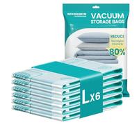 SONGMICS Housses de Rangement sous Vide, Sacs sous Vide pour Vêtement, Drap, Placard, Voyage, Gain de Place, Réutilisable, Lot de 6, Taille L, Transparent LVB102W101