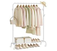 SONGMICS HSR131W01 Portant à vêtements avec Cadre en métal Robuste avec roulettes et étagère Charge maximale 50 kg Largeur 103,5 cm