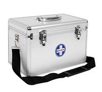 SONGMICS JBC362S Boîte de Premiers Secours avec poignée de Transport et Sangle en Aluminium ABS Argenté