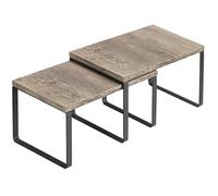 SONGMICS KCS020X02 Lot de 2 étagères à épices empilables en métal et matériau dérivé du bois Noir d'encre grège chiné