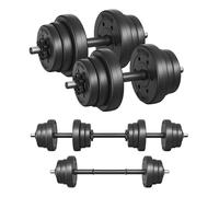Lot 2 Haltères Poids Ajustable 10 kg, 20 kg, avec Barre d’Extension supplémentaire 12 disques SONGMICS