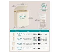 SONGMICS LCB506W01 Panier à linge, 65 L Corbeille à linge avec couvercle, Sac à linge pliable et amovible, Tissu Oxford