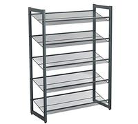 SONGMICS LMR005GB Porte-chaussures Empilable, Étagère à chaussures de 5 Niveaux, Treillis métallique, Organisateur de chaussures à plat ou à l’incliné pour 15-20 Paires, Gris foncé, 74x30,7x104 cm