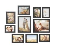 SONGMICS Lot de 10 Cadres photo en plastique noir - 20 x 25 cm, 13 x 18 cm, 10 x 15 cm