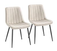 SONGMICS Lot de 2 Chaise Salle à Manger, Chaise Cuisine, Supportant Jusqu’à 120 kg, Pied en Acier, Dossier Ergonomique, pour Salle à Manger, Cuisine, Beige Cappuccino et Noir d'encre LDC090LH01