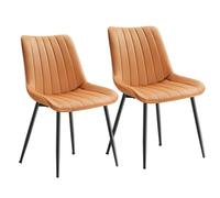 SONGMICS Lot de 2 Chaise Salle à Manger, Chaise Cuisine, Supportant Jusqu’à 120 kg, Pied en Acier, Dossier Ergonomique, pour Salle à Manger, Cuisine, Marron Caramel et Noir d'encre LDC090K01