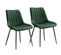 SONGMICS Lot de 2 Chaise Salle à Manger, Chaise Cuisine, Supportant Jusqu’à 120 kg, Pied en Acier, Dossier Ergonomique, pour Salle à Manger, Cuisine, Vert et Noir d'encre LDC090C01