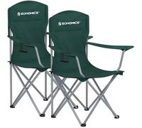SONGMICS Lot de 2 Chaises de Camping, Charge Max de 150 kg, avec Porte-Bouteille, Chaise d’extérieur