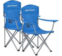 SONGMICS Lot de 2 Chaises de Camping - Confortable - Structure Robuste - Charge Max de 150 kg - avec Porte-Bouteille - GCB08BU
