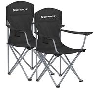 SONGMICS Lot de 2 chaises Pliantes, chaises de Camping, Structure Robuste et Confortable, Charge maximale 150 kg, avec Porte-gobelet, Chaise d'extérieur