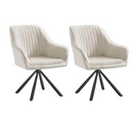 SONGMICS Lot de 2 Chaises Salle à Manger Rembourrées, Charge 120 kg Chacune, Pivotantes, Velours, avec Accoudoirs, Pieds en Acier, pour Cuisine, Beige Cappuccino et Noir d'encre KDC161LH01-2J