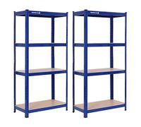 SONGMICS Lot de 2, Étagère de Rangement à 4 Niveaux, 40 x 80 x 160 cm, Capacité 520 kg, Planches Réglables, Style Industriel, pour Cuisine, Salon, Bleu GLR88Q