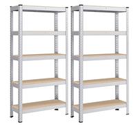 SONGMICS Lot de 2, Étagère de Rangement à 5 Niveaux, 30 x 75 x 150 cm, Capacité 650 kg, Planches Réglables, Style Industriel, pour Cuisine, Salon, Argent GLR030E02