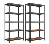 SONGMICS Lot de 2, Étagère de Rangement à 5 Niveaux, 40 x 90 x 180 cm, Capacité 875 kg, Planches Réglables, Style Industriel, pour Cuisine, Salon, Marron Rustique et Noir GLR040B12