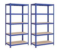 SONGMICS Lot de 2, Étagère de Rangement à 5 Niveaux, 50 x 100 x 200 cm, Capacité 600 kg, Planches Réglables, Style Industriel, pour Cuisine, Salon, Bleu GLR050Q02