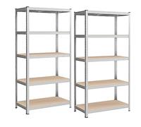 SONGMICS Lot de 2, Étagère de Rangement à 5 Niveaux, 50 x 100 x 200 cm, Capacité 600 kg, Planches Réglables, Style Industriel, pour Cuisine, Salon, Argent GLR050E02