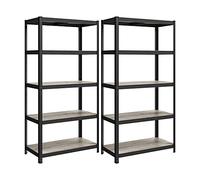 SONGMICS Lot de 2, Étagère de Rangement à 5 Niveaux, 50 x 100 x 200 cm, Capacité 600 kg, Planches Réglables, Style Industriel, pour Cuisine, Salon, Grège et Noir GLR050B22