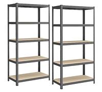 SONGMICS Lot de 2, Étagère de Rangement à 5 Niveaux, 50 x 100 x 200 cm, Capacité 600 kg, Planches Réglables, Style Industriel, pour Cuisine, Salon, Gris Brume GLR050G02