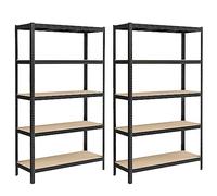 SONGMICS Lot de 2, Étagère de Rangement à 5 Niveaux, 60 x 120 x 200 cm, Capacité 750 kg, Planches Réglables, Style Industriel, pour Cuisine, Salon, Noir GLR060B02