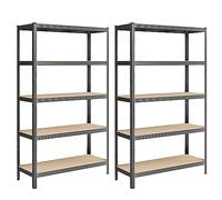 SONGMICS Lot de 2, Étagère de Rangement à 5 Niveaux, 60 x 120 x 200 cm, Capacité 750 kg, Planches Réglables, Style Industriel, pour Cuisine, Salon, Gris Brume GLR060G02