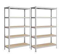 SONGMICS Lot de 2, Étagère de Rangement à 5 Niveaux, 60 x 120 x 200 cm, Capacité 750 kg, Planches Réglables, Style Industriel, pour Cuisine, Salon, Argent GLR060E02