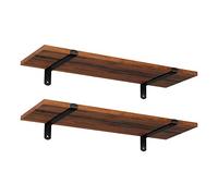SONGMICS Lot de 2 Étagères Murales, Charge Max. 10 kg, 60 x 20 x 7 cm | Style Moderne basique, Marron Rustique et Noir Mat, Collection COLEX LWS04NB