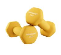 SONGMICS Lot de 2 Haltères, 2 x 1 kg, Haltères Hexagonaux avec Surface en Vinyle, pour Fitness, Exercice, Entraînement, pour Salle de Sport, Domicile, Jaune SYL62YL