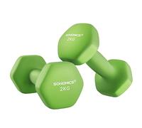 SONGMICS Lot de 2 Haltères, 2 x 2 kg, Hexagonaux, Surface en Néoprène