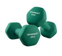 SONGMICS Lot de 2 Haltères, 2 x 4 kg, Haltères Hexagonaux avec Surface en Vinyle, pour Fitness, Exercice, Entraînement, pour Salle de Sport, Domicile, Vert SYL68GN