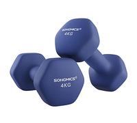 SONGMICS Lot de 2 Haltères, 2 x 4 kg, Haltères Hexagonaux avec Surface en Vinyle, pour Fitness, Exercice, Entraînement, pour Salle de Sport, Domicile, Bleu Port SYL908Q01