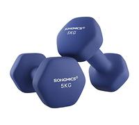 SONGMICS Lot de 2 Haltères, 2 x 5 kg, Haltères Hexagonaux avec Surface en Vinyle, pour Fitness, Exercice, Entraînement, pour Salle de Sport, Domicile, Bleu Port SYL910Q01